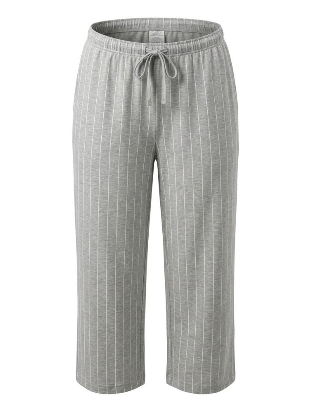NWT Lauren Ralph Lauren Heritage Knit Capri Pajama Pants Sz L Gray Stripe Lounge